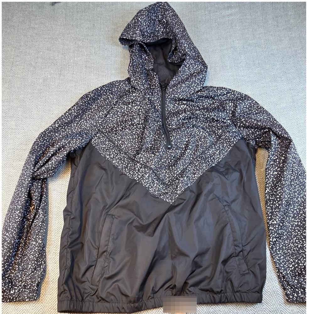 Xersion Mens Medium Black White Speckled Chevron Water Resistant Windbreaker Zip